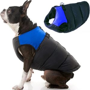 Gooby - Padded Vest, Dog Jacket Coat Sweater with Zipper Closure and Leash Ring, Blue, X-Large