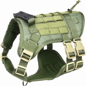 DoggieKit Tactical Dog Harness for Medium Large Dogs No Pull, Military Dog Harness with Handle,Service Dog Vest with Molle & Loop Panels, Adjustable Pet Harness for Training Hunting Walking
