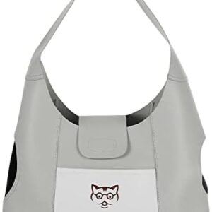 HIKEMAN Cat Dog Carrier Bag - Reversible Pet Sling Carrier,Foldable Pet Handbag Carrier,Breathable Pet Hand Free Waterproof Sling Carrier for Walking Subway Outdoor Travel (grey)