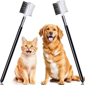 2-in-1 Pet Comb Brush Eye Care Flea Comb for Dogs Cats - Pets Accessories Comb Brush for Tick Comb Flea Comb, Double-Sided Pet Comb, Aid for Thick Brows for Adults