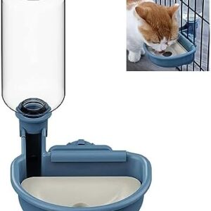 480 ml Cat Dog Water Dispenser: Automatic Water Bowl, Cage Assembly, Possible PP Cat Drinker, Refillable Drinking Bowl, Removable Small Dog Drinks, Blue