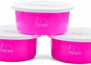 AMKA Feeding Bowl, Cereal Bowl, Leak Bowl, Set of 3, 2 litres with Lid for Feeding Bowl, Water Bowl for Horses, Dogs, Animals, Colour: