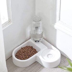 Ayada 2 In 1 Pet Feeder Water Automatic Dispenser With Bottle Dog Cat, Spill Proof Pet Drinking Fountain Water Bowl For Pets Feeding,No Spill Pet Water Bowl For Puppy Kitten Feed Pet Bowl(White)