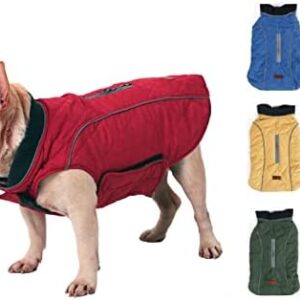 BePetMia Dog Coat Winter Warm Jacket Vest, 7 Sizes for Small Medium Large and Giant Dogs, Windproof Snowsuit Dog Clothes Outfit Vest Pets Apparel with Reflective Line (XXXL, Red)