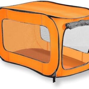 Beatrice Home Fashions Portable, Collapsible, Pop Up Travel Pet Kennel, 32.5" L x 19.5" W x 19.5" H, Orange