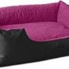 BedDog® Lupi Dog Bed Made of Cordura, Microfibre Velour, Washable Dog Bed with Edge, Dog Cushion Square, for Indoor, Outdoor, S, Black-Passion, Black-Passion, Black/Pink