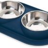 Bonza Cat or Small Dog Bowls with Spill-Proof Mat,12 oz Stainless Steel Feeding Dishes