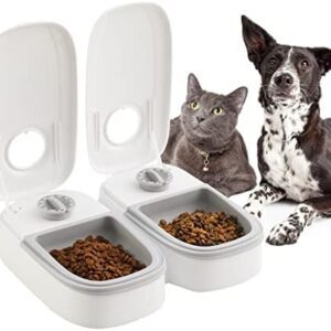 Cat and Dog Feeder, Automatic Cat Feeder with Adjustable Schedule Pet Feeder for 1, 2 Meals