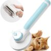Cat and Dog Grooming Brush for Long Hair and Short Hair, Smooth Stainless Steel Bristles, Quick Cleaning of the Brush for Removing Tangles Dead Undercoat and Dirt