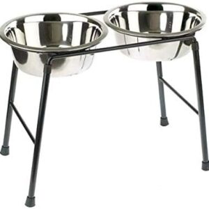 Classic Pet Products Double Feeder High Stand with 2 x 1600 ml Stainless Steel Dishes, 300 mm Tall