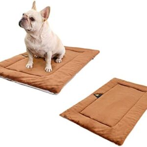 Dog Bed Mat Warm Blanket with Anti-Slip Bottom, Dog Crate Mat Pad Soft Flannel Machine Washable, Puppy Sleeping Mattress Winter Bed Pad for Small Medium Large Dogs Cats (M, Brown)