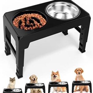 Dog Bowl Raised Feeding Bowl with Holder for Large/Medium/Small Dogs, Feeding Station Dog with Anti-Sling Bowl, Dog, 4-Speed Height Adjustable