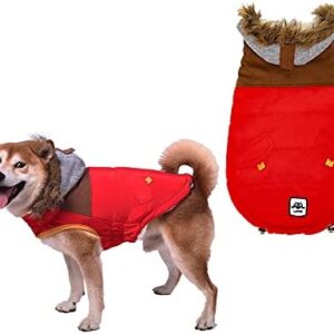 Dog Coat for Small Dogs, Waterproof Warm Dog Winter Coat, Dog Jacket, Dog Raincoat, Waterproof Large Dogs, Raincoat Dog for Large Medium Small Dogs (2XL, Red)