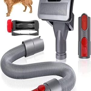 Dog Grooming Kit - Vacuum Attachment for Dyson V7/8/10/12/15 with Self-Cleaning Dirt-Free Dog Brush - Ideal for Long or Medium Haired Dogs