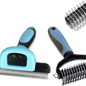 Dog Grooming Kit with Deshedding Comb and Deshedding Tool, Deshedding Rake for Dogs for Grooming, Reduce Hair Loss, Remove Knots, Loose Undercoat for Cats and Dogs