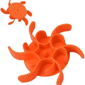 Dog Slow Feeder, Dog Bowls, Silicone Spiral Dog Food Bowls Insert Feeder to Slow Eating for Large Medium Small Breed Dogs (Orange)