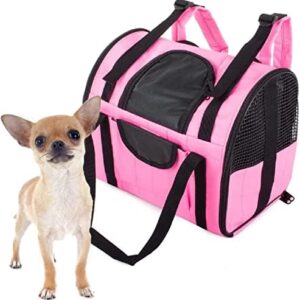 Ducomi Cruz Carry Bag for Small Dogs and Cats - Soft and Robust, 34 x 20 x 28 cm, Aeroplane Safe, with Zips, Adjustable Straps, Bags and Removable (Rose)