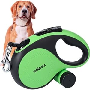 Edipets, Extendable Dog Leash, Retractable, 8 Metres, Includes Bag Dispenser, Flexible Tape for Training and Walking, for Small, Medium and Large Dogs (Green, 8 Metres)