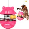 Edipets, Interactive Cat Toy Food Ball Dispenser Feeder for Small and Medium Pets 4 in 1 Toy (Pink)