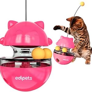 Edipets, Interactive Cat Toy Food Ball Dispenser Feeder for Small and Medium Pets 4 in 1 Toy (Pink)