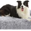 FEANDREA Dog Bed, Dog Cushion, Fluffy Dog Mat, Long Plush, 110 x 73 cm, Soft Padding, Machine Washable, Dog Basket, Multifunctional, Portable, Light Grey PGW203G01