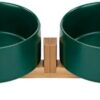 Feeding Bowl for Cats and Dogs 800 ml Ceramic Dog Bowl with Stand Double Future Bowl & Water Bowl for Small Dogs 2 Green