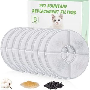 Fiitas Cat Fountain Filter, Replacement Filter Drinking Fountain for Cats and Dogs, Drinking Fountain Filter Perfect for 1.6 L, Pack of 8, White