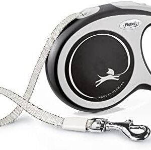 Flexi New Comfort Tape Grey & Black Large 8m Retractable Dog Leash/Lead for Dogs up to 50kgs/110lbs