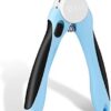 Flexzion Dog Nail Clipper - Pet Cat Toe Claw Trimmer Scissor Grooming Tool with Stainless Steel Blades File Easy Grip Handle Safety Guard to Avoid Overcutting for Small Medium Large Breed Puppy (Blue)