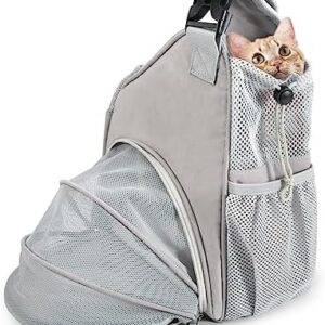 Furryilla Dog Carrier Bag Expandable Shoulder Bag Adjustable for Pets Cats up to 6 kg, with Inner Safety Lead and Pet Mat, 32.5 x 19 x 35 cm, Grey L