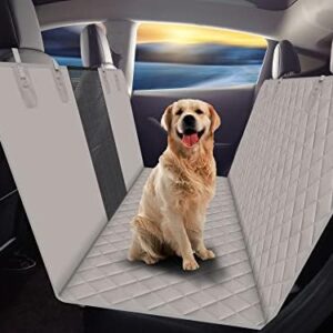 GXT Dog Back Seat Cover for Cars, SUVs and Trucks, with Mesh Window, Anti-Scratch Non-Slip and Waterproof Material, Light Grey