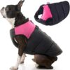 Gooby - Padded Vest, Dog Jacket Coat Sweater with Zipper Closure and Leash Ring, Pink, Large