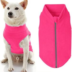 Gooby Zip Up Fleece Dog Sweater - Pink, 3X-Large - Warm Pullover Fleece Step-in Dog Jacket with Dual D Ring Leash - Winter Small Dog Sweater - Dog Clothes for Small Dogs Boy and Medium Dogs