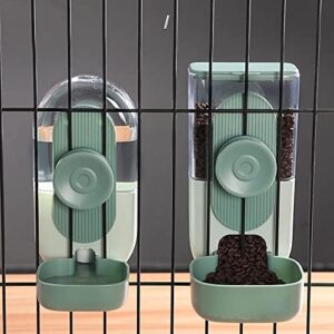 Hanging Cage Automatic Feeder Automatic Feeder Small & Medium Pet Food & Drinking Set, Automatic Feeder and Water Dispenser for Dogs Cats Pets Animals (Green)