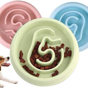 Healthy Slow Feeder Dog Cat Bowl - Slow Eating Dog Bowl - Interactive Feeder - Slow Down Feed Dog Cat Food Bowl - Pet Bloat Stop Dog Bowl (Green)