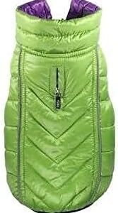 Hip Doggie HD 5FRGR Feather Lite Reflective Reversible Puffer Vest Dog Jacket, BDM – Green/Purple