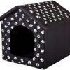 Hobbydog R1 BUDCWL2 Doghouse R1 38 x 32 cm Black with Paws, XS, Black, 600 g