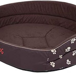 Hobbydog R1 PIABWL2 Dog Bed of Foam R1 42 x 30 cm Brown with Paws, XS, Brown, 500 g
