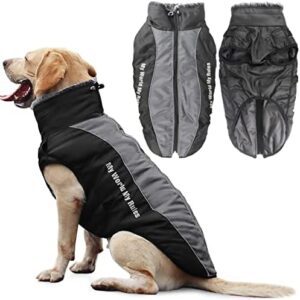 Idepet Dog Coat Warm Jacket, Reflective Pet Snowsuit, Outdoor Sports, Waterproof Dog Clothes, Outfit Vest for Medium Dogs with Belt Hole