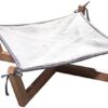 Jevohe Cat Bed with Frame, Hammock for Cats, Raised Wooden Cat Nest for Ferrets Puppies Rabbits Small Animals