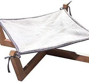Jevohe Cat Bed with Frame, Hammock for Cats, Raised Wooden Cat Nest for Ferrets Puppies Rabbits Small Animals
