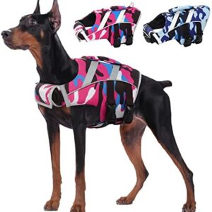 Kuoser Dog Life Jacket - Camouflage Tear-Resistant Dog Life Jacket High Visibility Dog Life Jacket for Small Medium Large Dogs with Excellent Buoyancy and Rescue Handle
