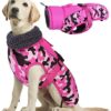Kuoser Dog Winter Coat Waterproof Dog Coat Warm Jacket for Small Medium Large Dogs with Harness Reflective Adjustable Puppy Vest for Cold Weather with Fleece Lining and Fur Collar