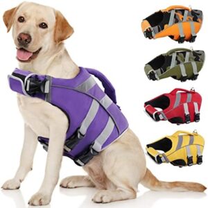 Kuoser Life Jacket Dog, Durability Dog Life Jacket, Excellent Buoyancy Life Jacket, Dog, Small, Large, Medium, High Safety Dog Life Jacket, Large Dogs, Purple, XXL