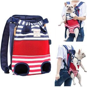 Legs Out Front Pet Dog Carrier Front Chest Backpack, Adjustable Hands-Free Backpack Travel Bag for Small Medium Dog Puppy Cat Outdoor, Shoulder Strap Padded