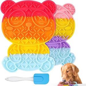 Lick Mat Dog Lick Mat Cat, Eveely Lick Pad for Dogs with Suction Cup, Treat Mat Slow Feeder for Dog Bathing, Grooming, Training and Claw Cutting, Pack of 2