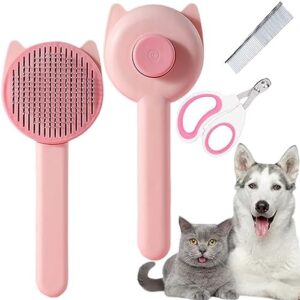 Lonico Pet Brushes, Dog Brush, Cat Brush, Short Hair, Hummingbird Brush, Hair Remover, Loose with Claw Scissors, Stainless Steel Pet Comb for Cats and Dogs, Short, Medium, Long Hair