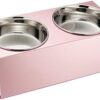 MATUMI Hours French Bulldog Food Bowl Table, Pink, Made in Japan, Food Holder, Tableware, Tableware Stand, Reduces Stress on Foot and Back, Anodized Treatment, for Flebble