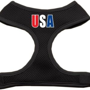 Mirage USA Star Screen Print Soft Mesh Dog Harness, X-Large, Black