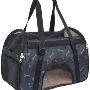 Mister Mill Dog Cat Carry Bag – Travel Bag – Transport Bag – Dog Carrier Black with Bone Print